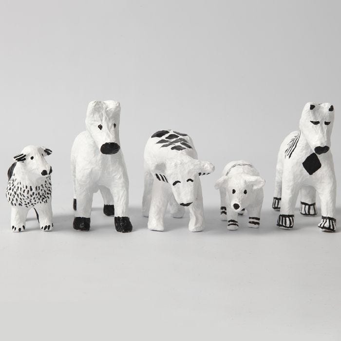 Papier-mâché Animals with graphic Designs