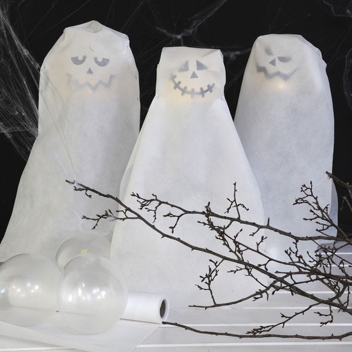 Ghosts made from Balloons  with battery-powered LED  Lights