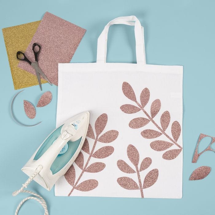 A Shopping Bag with iron-on Foil Leaves