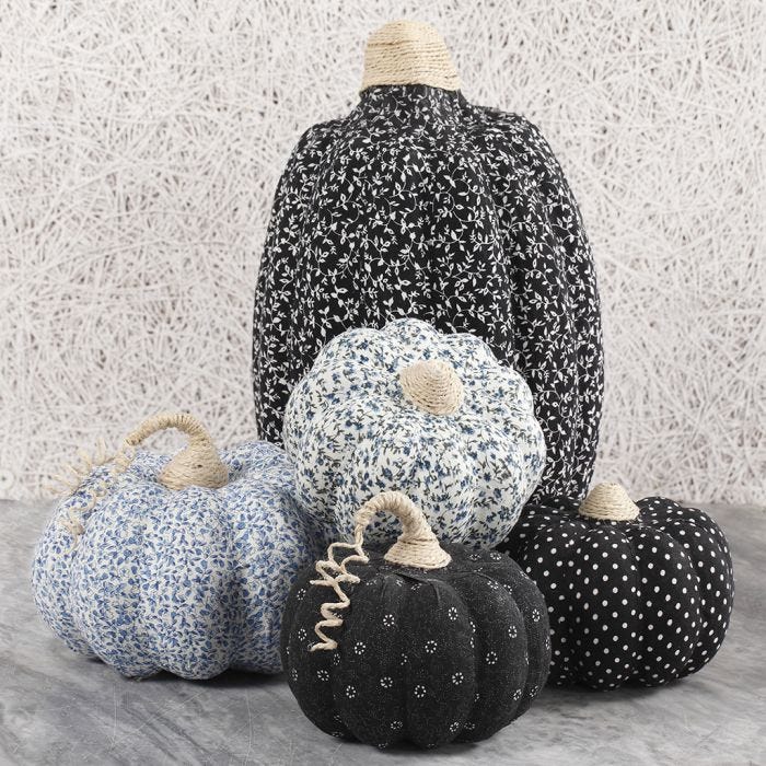 Papier-mâche Pumpkins decorated with Fabric Decoupage