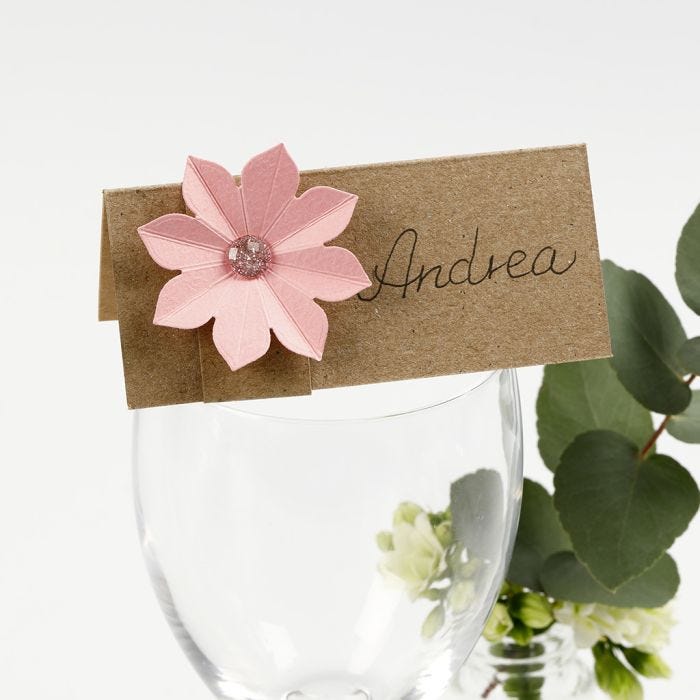 A Place Card decorated with a 3D Effect Card Flower