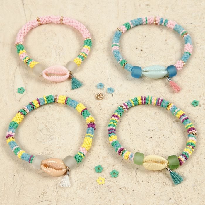 Bracelets with coloured Sea Shells and a Tassel