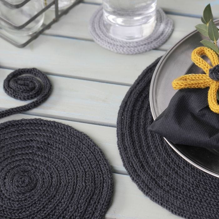 Place Mats and Coasters made from knitted Tube