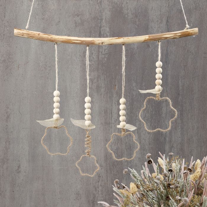 Jute wire hanging decorations formed around shape cutters