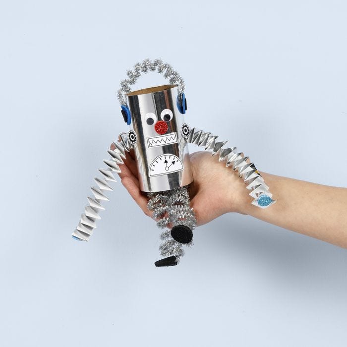 A robot from a cardboard tube