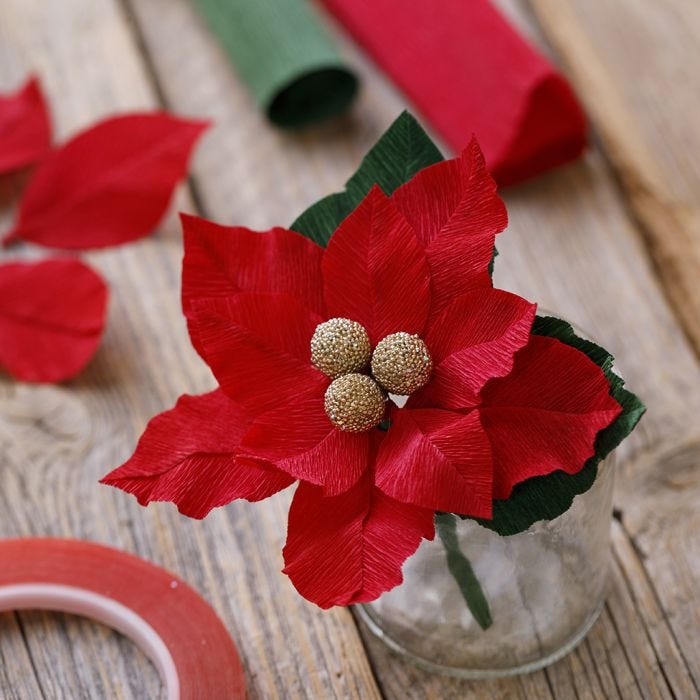 Crepe paper poinsettia