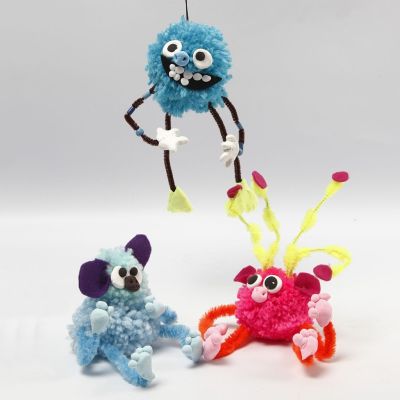 Fantasiedieren gemaakt van pompoms