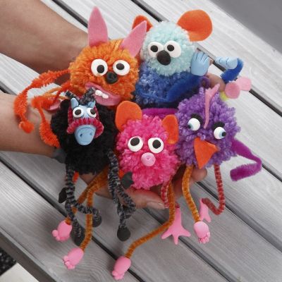 Fantasie pom-pom dieren met chenille en vilt