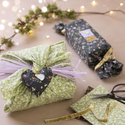 Boîte cadeau avec tissu patchwork