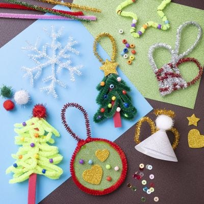 Décorations de Noël en fils chenille