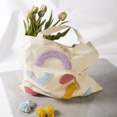 Sac fourre-tout avec punch needle