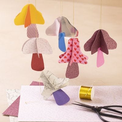 Champignon a suspendre en papier design