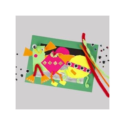 Afbeelding met gescheurde stukken neon papier