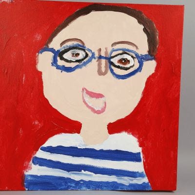 Un autoportrait à la peinture sur une toile