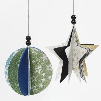  Décorations suspendues en papier avec des paillettes