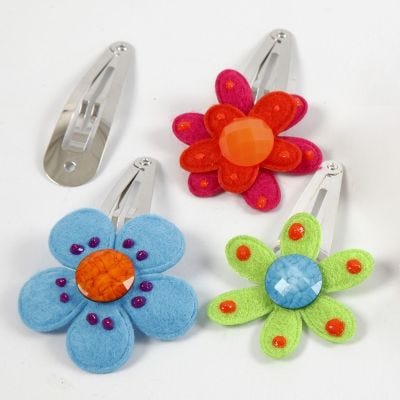 Barettes pour cheveux décorées de fleurs en feutre et de Cabochons