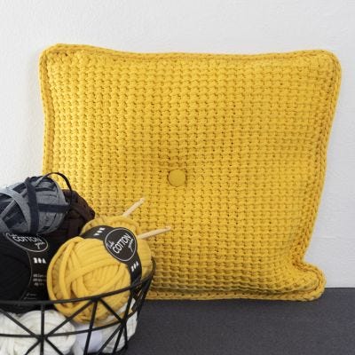 Coussins en crochet tunisien avec fil coton tubulaire