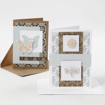 Wenskaarten met geponste designs gedecoreerd met deco folie