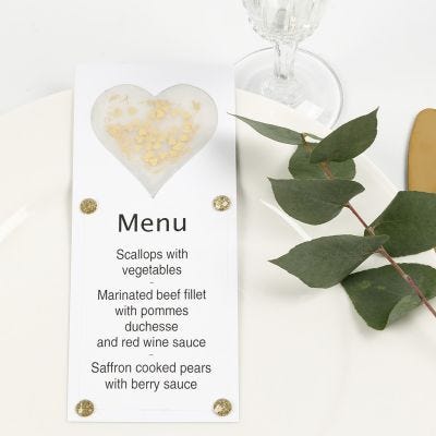 Menukaart met vellum hart