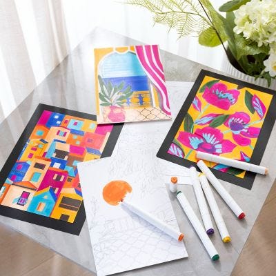 Illustrations créées à l’aide de la technique de la peinture par numéro