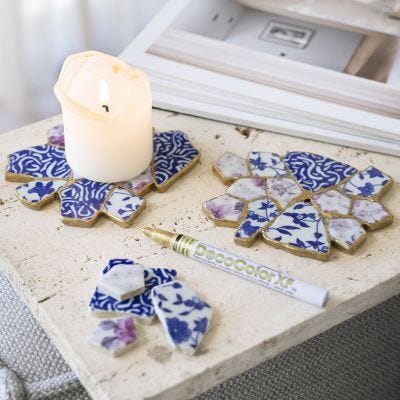 Dessous de verre créé avec la technique Kintsugi
