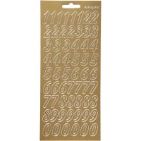 Stickers, cijfers, 10x23 cm, goud, 1 vel