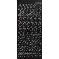 Stickers, grote cijfers, 10x23 cm, zwart, 1 vel