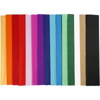 Crepepapier, L: 2,5 m, B: 50 cm, 22 gr, diverse kleuren, 60 vouw/ 1 doos
