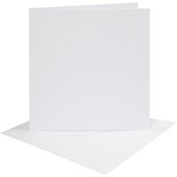 Kaarten en enveloppen, afmeting kaart 15,2x15,2 cm, afmeting envelop 16x16 cm, 230 gr, wit, 4 set/ 1 doos
