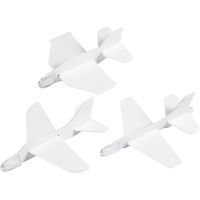 Vliegtuigen, L: 11,5-12,5 cm, B: 11-12 cm, wit, 3 stuk/ 1 doos