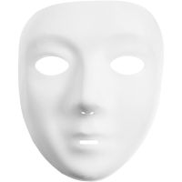 Masker, H: 17,5 cm, B: 14 cm, wit, 1 stuk