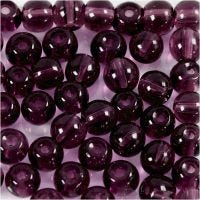 Perles en verre, d 4 mm, diamètre intérieur 1 mm, violet, 45 pièce/ 1 Pq.