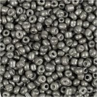 Rocailles, d 3 mm, afm 8/0 , gatgrootte 0,6-1,0 mm, grijs, 25 gr/ 1 doos