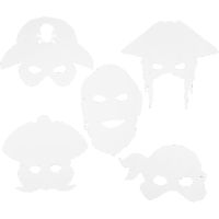 Piratenmaskers, H: 16-26 cm, B: 17,5-26,5 cm, 230 gr, wit, 16 stuk/ 1 doos