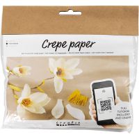 Mini Kit DIY Papier crépon, Branche de magnolia, Crêpé à 180%, 105 gr, 1 Pq.