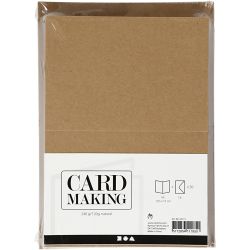 Kaarten en enveloppen, afmeting kaart 10,5x15 cm, afmeting envelop 11,5x16,5 cm, 120+240, naturel, 50 set/ 1 doos