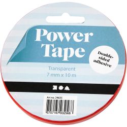 Dubbelzijdig klevend power tape, B: 7 mm, 10 m/ 1 rol