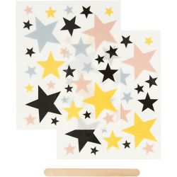 Rub-on Stickers, sterren, vel 12,2x15,3 cm, 2 vel/ 1 doos
