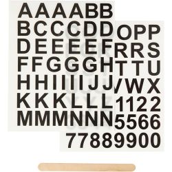 Rub-on Stickers, letters en cijfers, H: 17 mm, B: 17 mm, vel 12,2x15,3 cm, zwart, 2 vel/ 1 doos