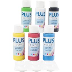 Plus Color Acrylverf, primair kleuren, 6x60 ml/ 1 doos
