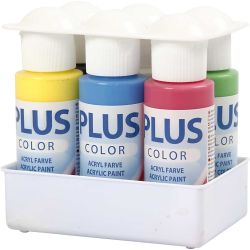 Plus Color Acrylverf, primair kleuren, 6x60 ml/ 1 doos