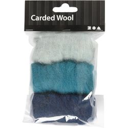 Gekaarde Wol, blauw harmonie, 3x10 gr/ 1 doos