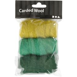 Gekaarde Wol, groen/turquoise harmonie, 3x10 gr/ 1 doos