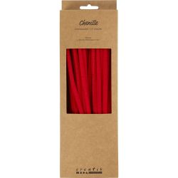Chenille, L: 30 cm, dikte 6 mm, rood, 50 stuk/ 1 doos