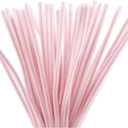 Chenille, L: 30 cm, dikte 6 mm, roze, 50 stuk/ 1 doos