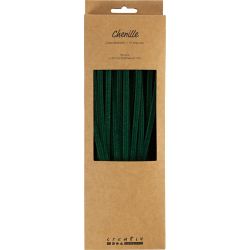 Chenille, L: 30 cm, dikte 6 mm, donkergroen, 50 stuk/ 1 doos