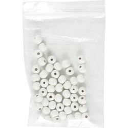 Houten Kralen, d 8 mm, gatgrootte 2 mm, wit, 50 stuk/ 1 doos