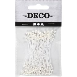 Bloemmeeldraden, L: 6,4 cm, d 2 mm, wit parelmoer, 100 stuk/ 1 doos