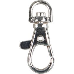 Karabijnsluiting, groot, H: 3,7 cm, B: 1,4 cm, d 37 mm, verzilverd, 15 stuk/ 1 doos