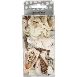 Strand schelpen kralen, afm 9-40 mm, gatgrootte 1-1,5 mm, 120 gr/ 1 doos